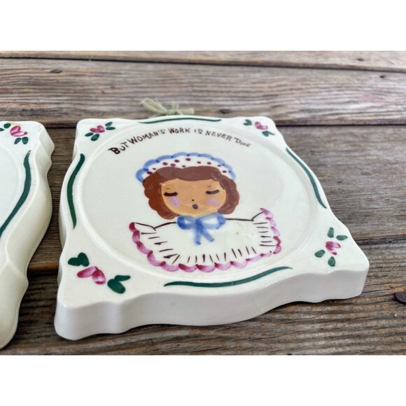 Vintage California Provincial Pottery Wall Plaques Women/Mens Work Humor - Picture 11 of 14